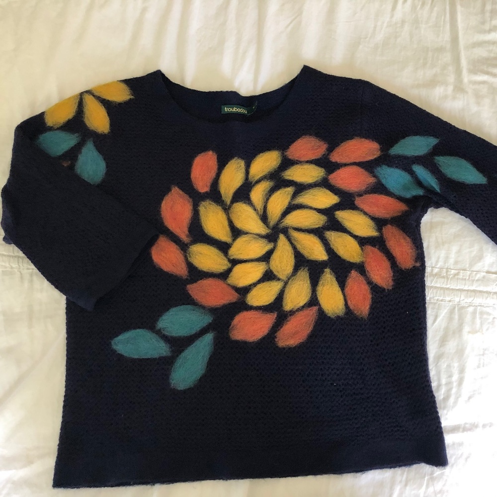 Navy Floral Sweater